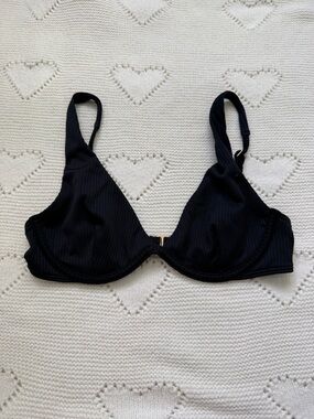 Hollister High Apex Ribbed Underwire Bikini Top Black XS